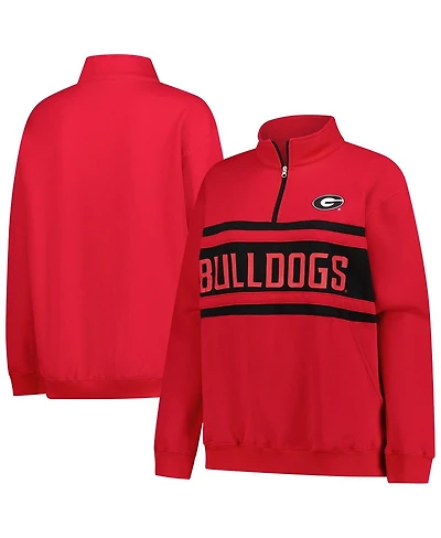 Fanatics Women's Red/Black Georgia Bulldogs Plus Quarter-Zip Pullover Hoodie