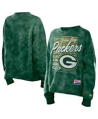 New Era Women's Green Bay Packers Oversized Throwback Mineral Wash Crew Neck Sweatshirt