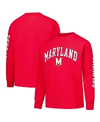 Champion Big Boys and Girls Red Maryland Terrapins Distressed Arch Over Logo Long Sleeve T-Shirt