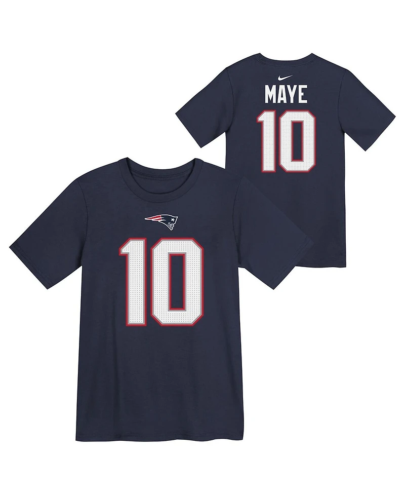 Nike Preschool Drake Maye Navy New England Patriots Player Name Number T-Shirt