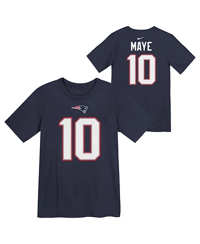 Nike Preschool Drake Maye Navy New England Patriots Player Name Number T-Shirt