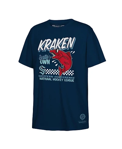Mitchell & Ness Big Boys and Girls Blue Seattle Kraken Concession Stand T-Shirt