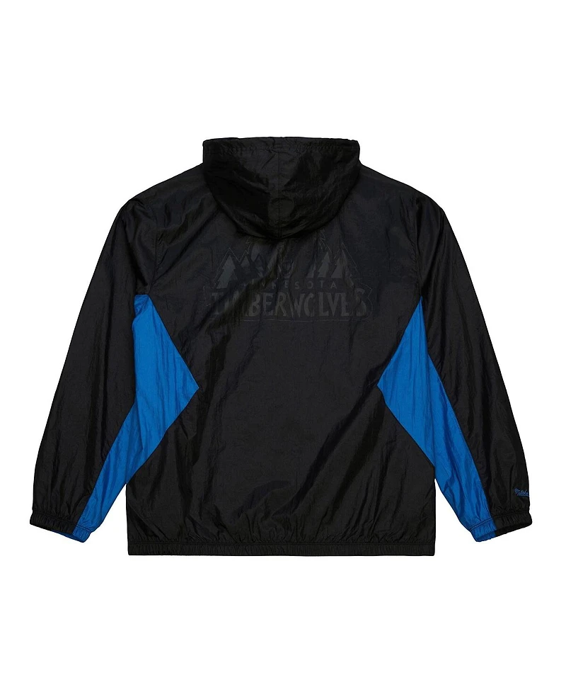 Mitchell & Ness Men's Black Minnesota Timberwolves Playmaker Full-Zip Windbreaker Jacket