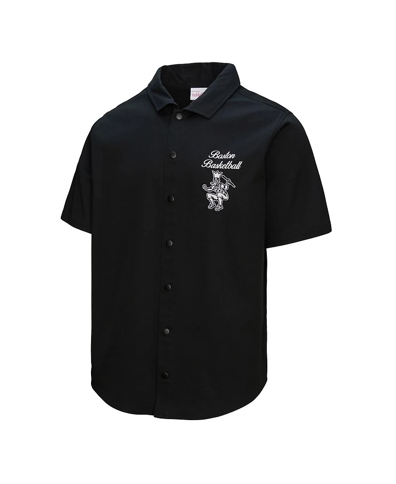 Mitchell & Ness Men's Black Boston Celtics Hardwood Classics Camp Shirt