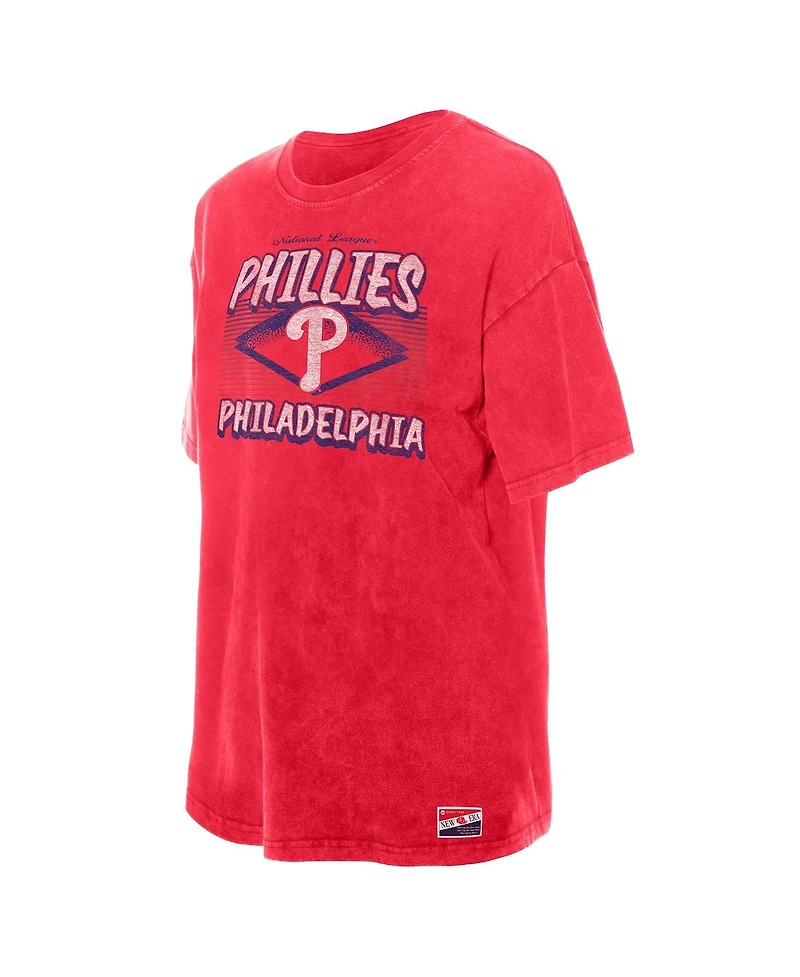 New Era Women's Red Philadelphia Phillies Mineral Wash Oversized T-Shirt