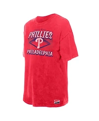 New Era Women's Red Philadelphia Phillies Mineral Wash Oversized T-Shirt