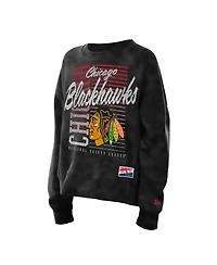 New Era Women's Black Chicago Blackhawks Oversized Throwback Mineral Wash Sweatshirt