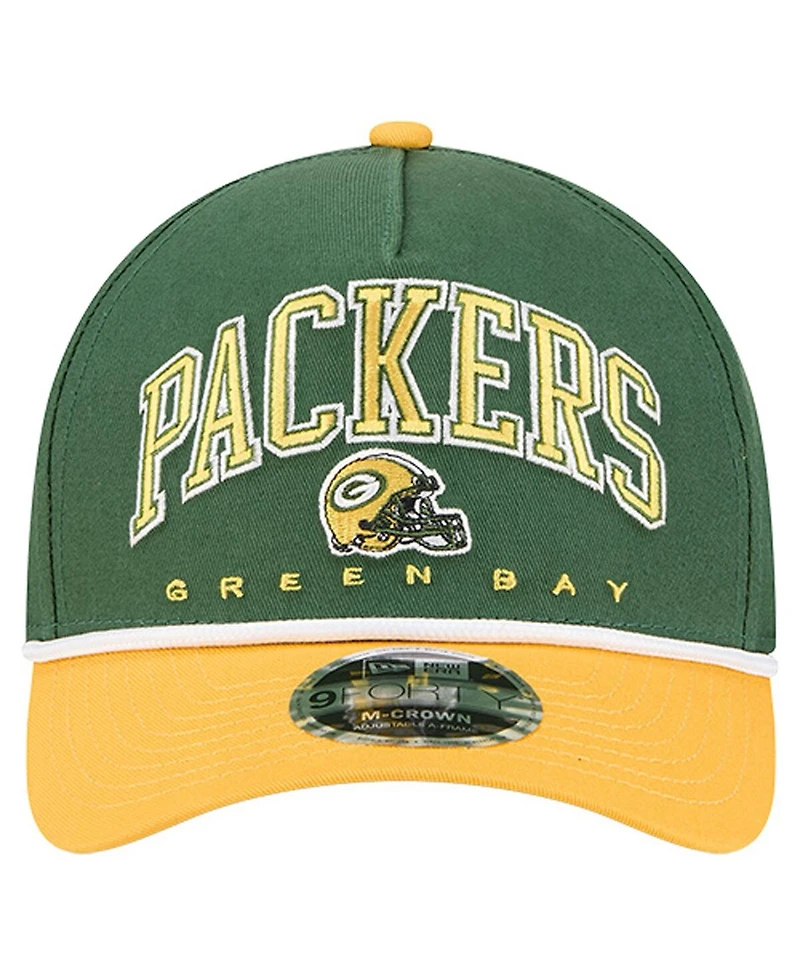 New Era Men's Green Green Bay Packers Arch Coolera 9FORTY A-Frame Adjustable Hat