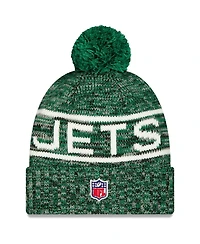 New Era Men's Green New York Jets 2025 Sideline Cold Weather Cuffed Pom with Knit Hat