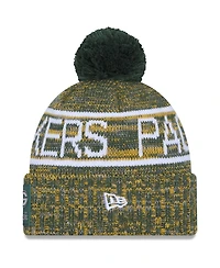 New Era Men's Green Green Bay Packers 2025 Sideline Cold Weather Cuffed Pom with Knit Hat