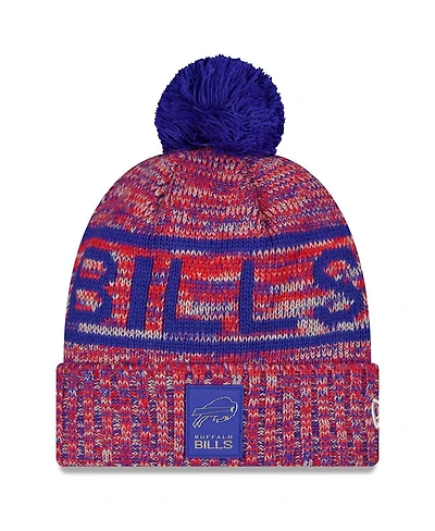 New Era Men's Red Buffalo Bills 2025 Sideline Cold Weather Cuffed Pom with Knit Hat