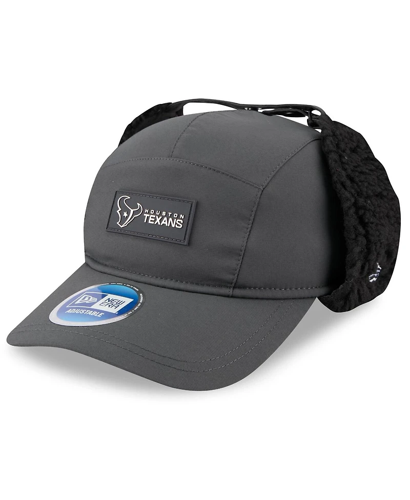 New Era Men's Charcoal Houston Texans 2025 Sideline Cold Weather Runner Dog Ear Adjustable Hat