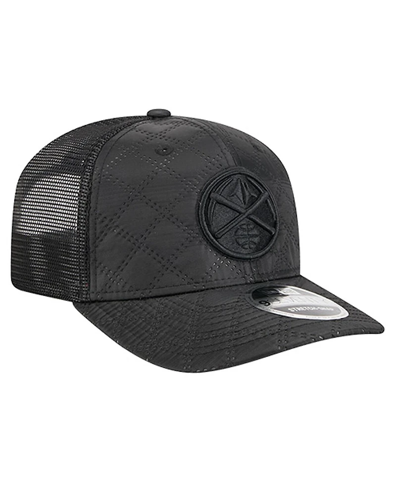 New Era Men's Black Denver Nuggets Quilted 9SEVENTY Trucker Adjustable Hat