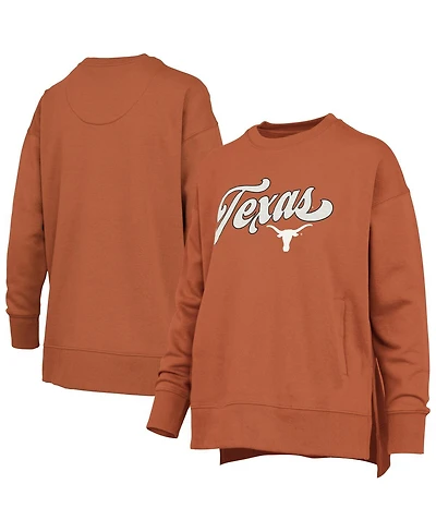 Pressbox Women's Burnt Orange Texas Longhorns Bonanza Chenille Harper Script Sweatshirt