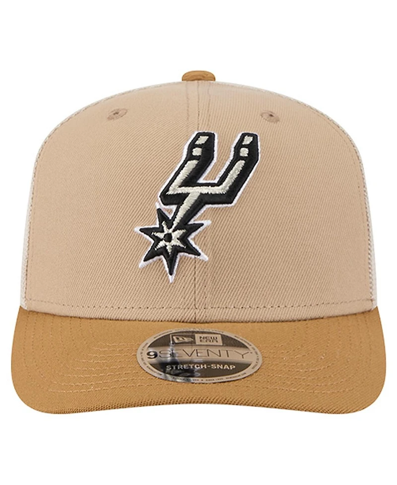 New Era Men's Tan/Light Brown San Antonio Spurs Two-Tone 9SEVENTY Adjustable Trucker Hat