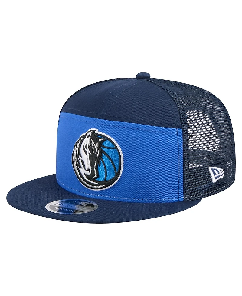 New Era Men's Blue/Navy Dallas Mavericks Outdoor Split Panel 9FIFTY Snapback Hat