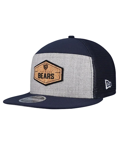 New Era Men's Gray/Navy Chicago Bears Cork Split Panel 9FIFTY Trucker Snapback Hat