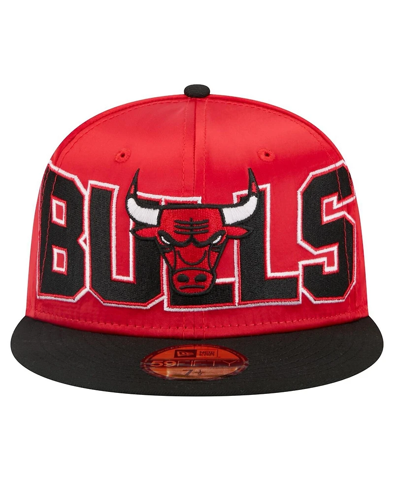 New Era Men's Red/Black Chicago Bulls Satin Two-Tone 59FIFTY Fitted Hat