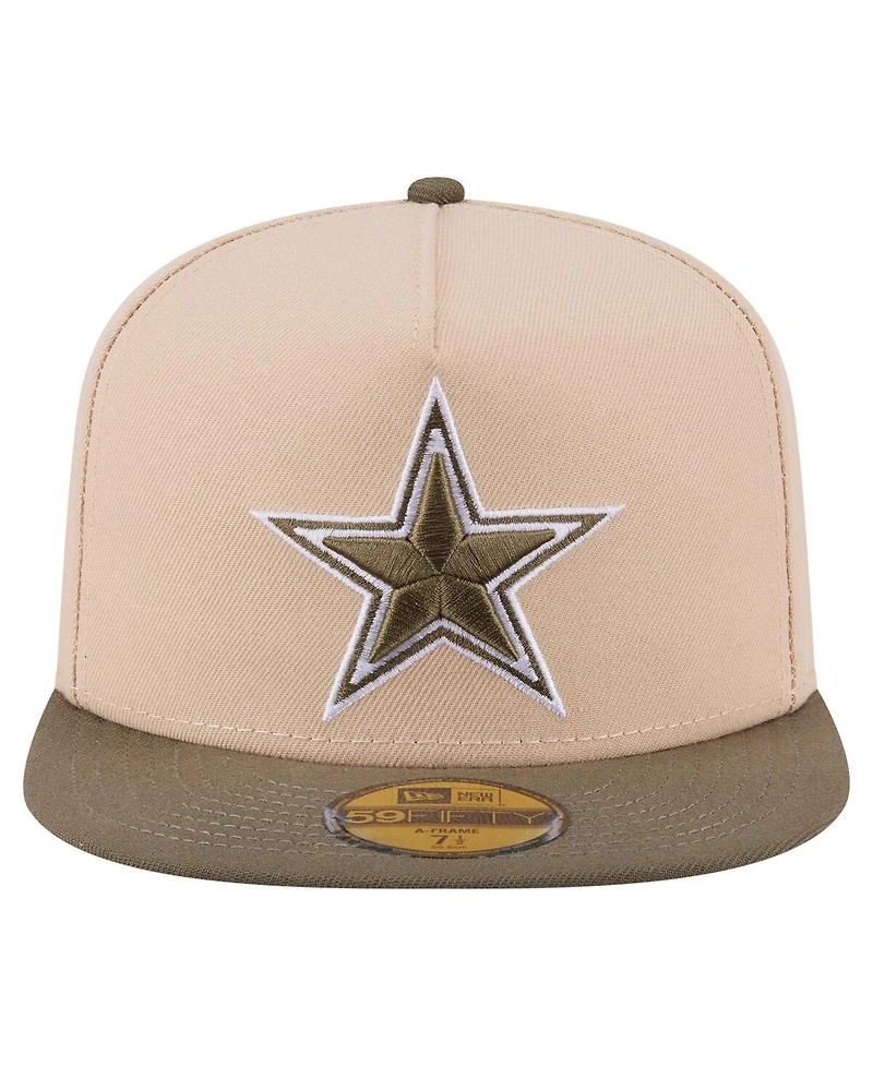 New Era Men's Light Beige/Olive Dallas Cowboys Two-Tone Color Pack A-Frame 59FIFTY Fitted Hat