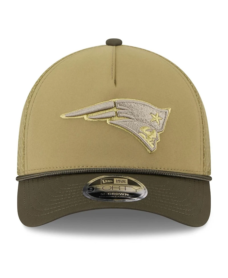 New Era Big Boys and Girls Green/Dark Green New England Patriots 2025 Salute to Service 9FORTY A-Frame Adjustable Hat
