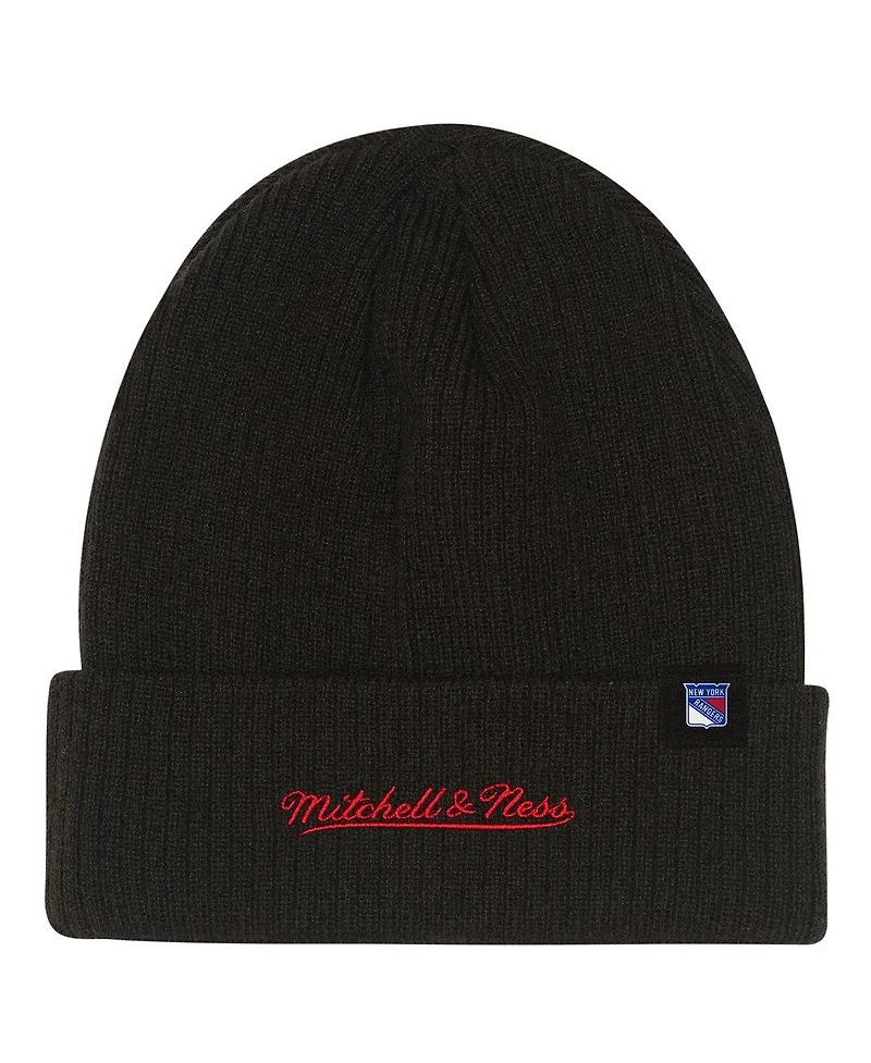 Mitchell & Ness Big Boys and Girls Black New York Rangers Neon Line Lights Cuffed Knit Hat
