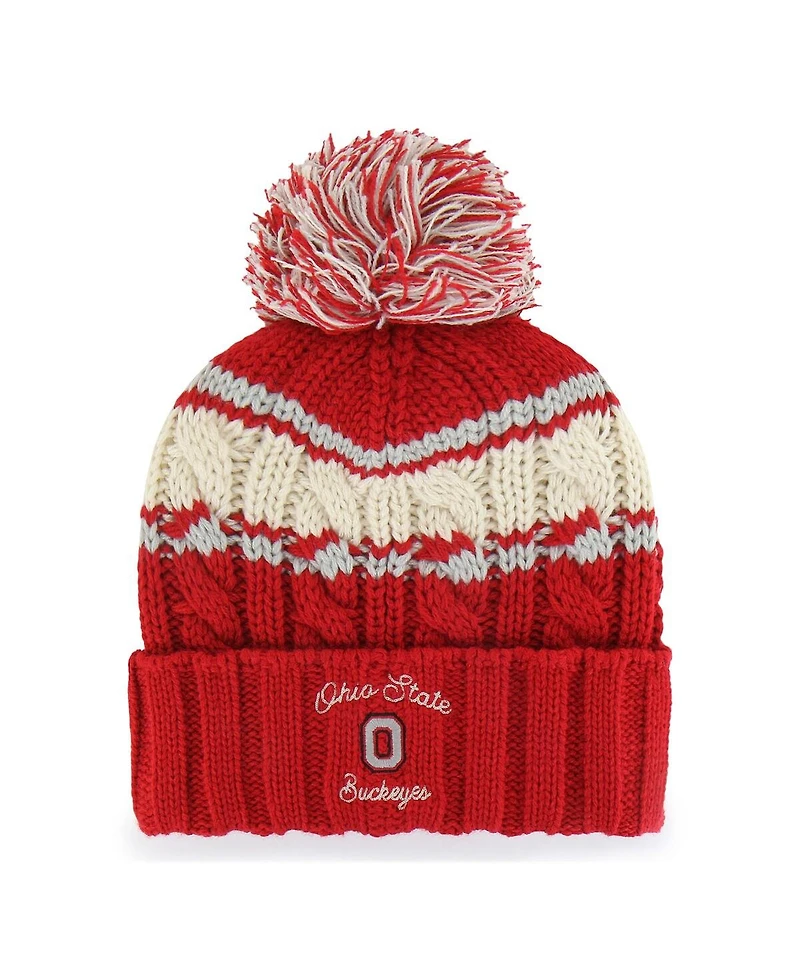 '47 Brand Women's Scarlet Ohio State Buckeyes Emma Cuffed Pom with Knit Hat