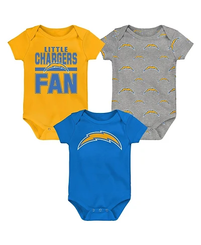 Outerstuff Newborn 3-Piece Los Angeles Chargers Little Tike Bodysuit Set