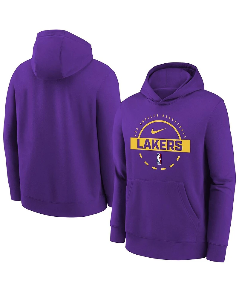 Nike Big Boys and Girls Purple Los Angeles Lakers 2025/26 Club Fleece Practice Hoodie
