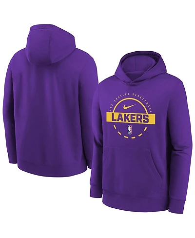 Nike Big Boys and Girls Purple Los Angeles Lakers 2025/26 Club Fleece Practice Hoodie