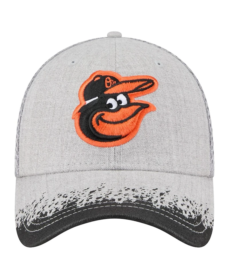 New Era Men's Gray Baltimore Orioles Visor Paint Splatter 39THIRTY Flex Hat