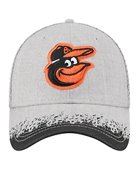 New Era Men's Gray Baltimore Orioles Visor Paint Splatter 39THIRTY Flex Hat
