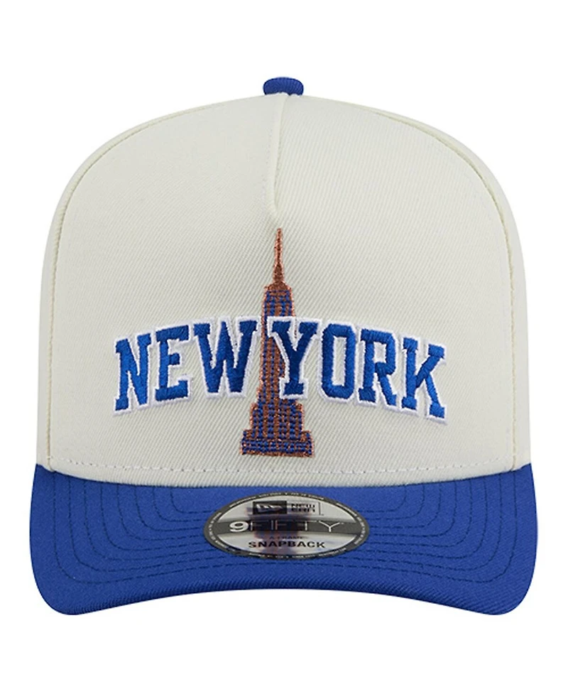 New Era Men's White/Blue New York Knicks A-Frame 9FIFTY Adjustable Hat