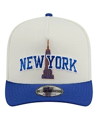 New Era Men's White/Blue New York Knicks A-Frame 9FIFTY Adjustable Hat