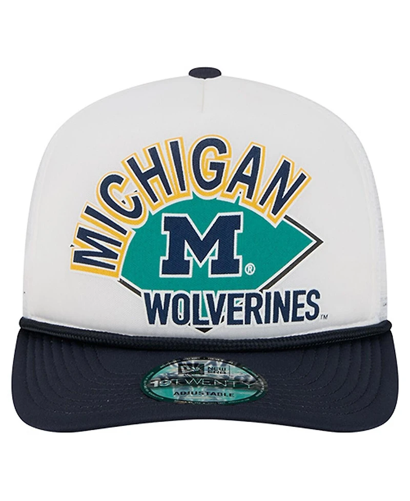 New Era Men's White Michigan Wolverines Diamond 19TWENTY Golfer Adjustable Hat