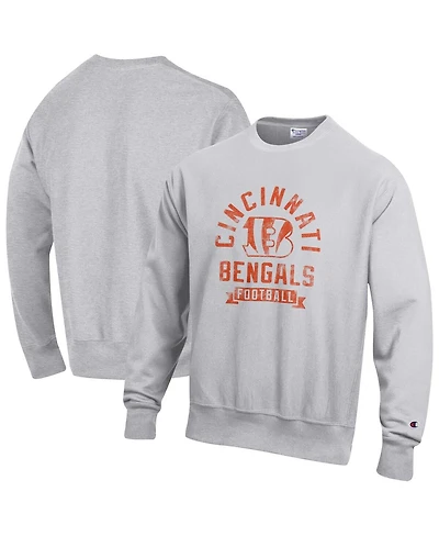 Champion Men's Heather Gray Cincinnati Bengals Reverse Weave Fleece Pullover Sweatshirt