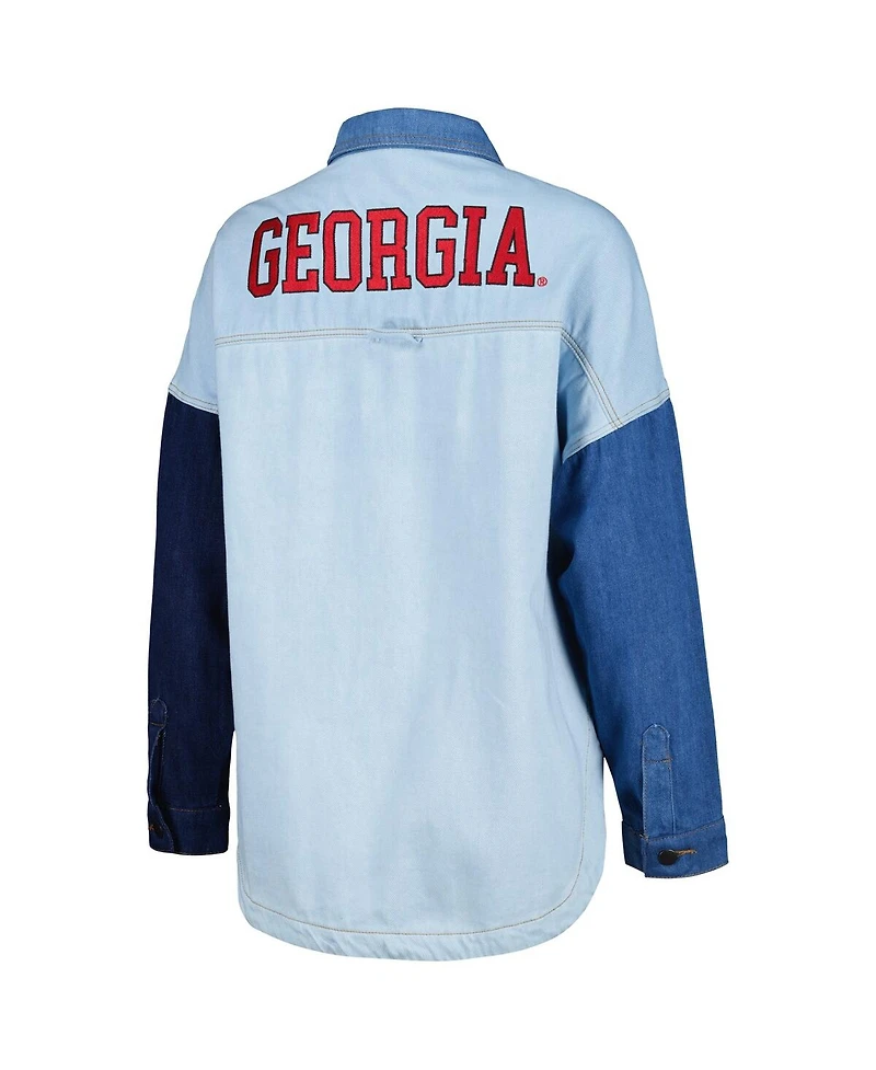 Hype And Vice Women's Denim Georgia Bulldogs Multi-Hit Hometown Full-Snap Jacket