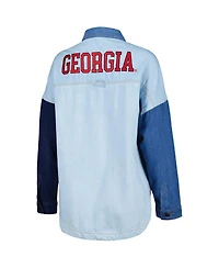 Hype And Vice Women's Denim Georgia Bulldogs Multi-Hit Hometown Full-Snap Jacket