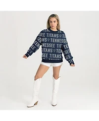 Gameday Couture Women's Navy Tennessee Titans Relaxed Drop Shoulder Hype Era Rhinestone Text Sweatshirt