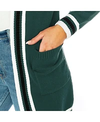 Gameday Couture Women's Dark Green Oregon Ducks Tri-Blend Rounded Stripe Cardigan Sweater