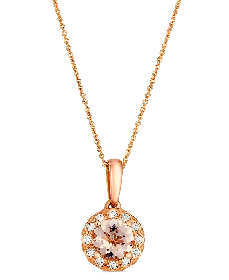 Le Vian Morganite (.88 ct. t.w.) and Vanilla Diamond Pendant Necklace (.16 ct. t.w.) in 14K Strawberry Gold