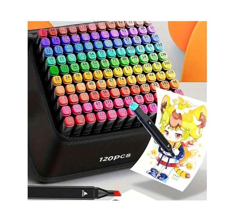Htutwoo 120 Colors Colors Alcohol Markers Art Markers for Kids and Adult Drawing Marker Dual Tip Coloring Painting Perfect for Boys Girls Gift
