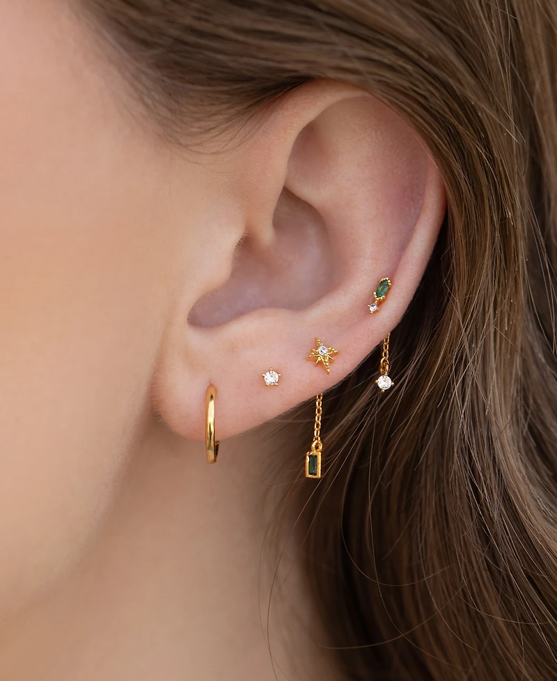 Girls Crew Crystal Gold Plated Emerald Dreamscape Interchangeable Earring Set