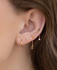 Girls Crew Crystal Gold Plated Emerald Dreamscape Interchangeable Earring Set