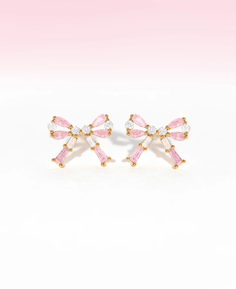 Girls Crew Crystal Gold Plated Chasse Bow Studs