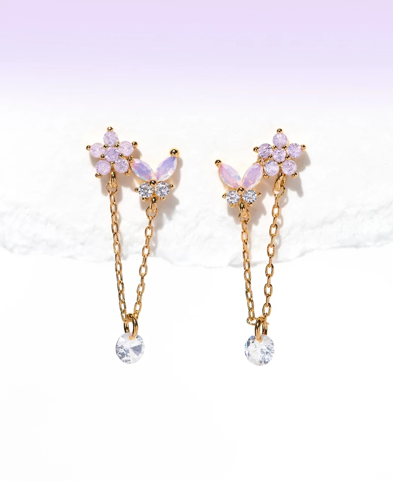 Girls Crew Crystal Gold Plated Butterfly Whispers Dangle Earrings