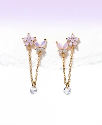 Girls Crew Crystal Gold Plated Butterfly Whispers Dangle Earrings
