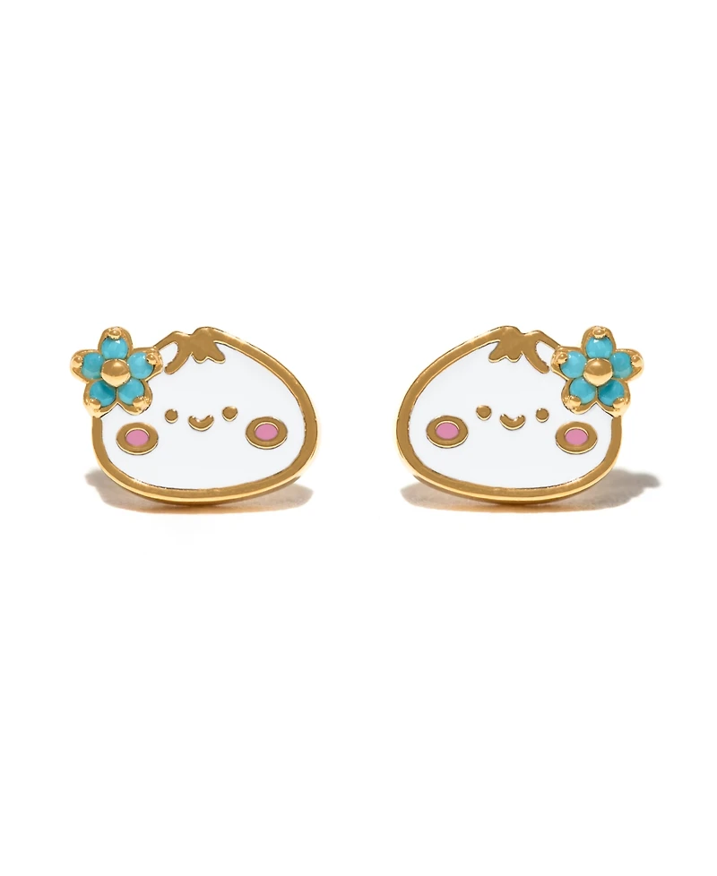 Girls Crew Enamel Juicy Dumpling Gold Plated Stud Earrings