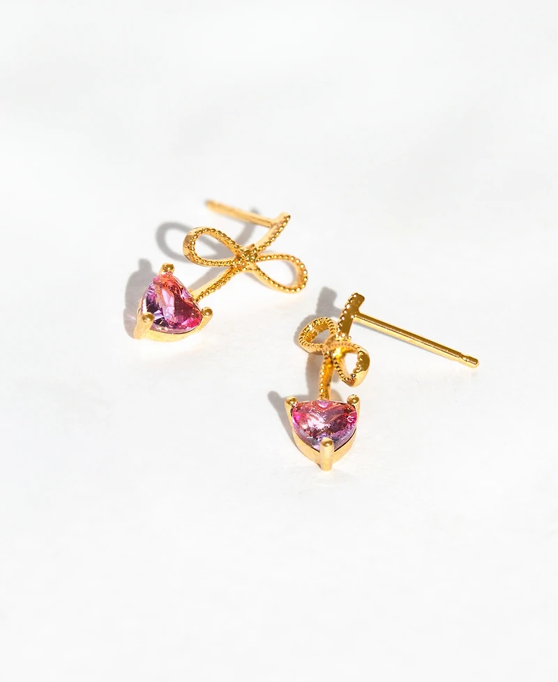 Girls Crew Crystal Heartstrings Gold Plated Dangle Earrings