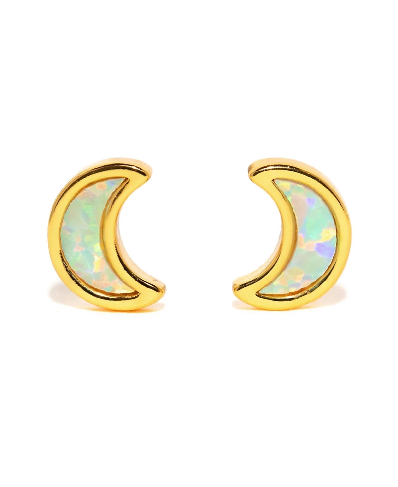 Girls Crew Crystal Mini Faux Opal Moon Studs
