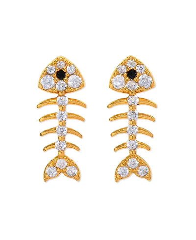 Girls Crew Crystal Bone To Pick Gold Plated Earrings